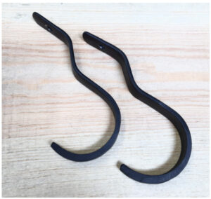 Rolling Pin Wall Display Plain Top Starter pair of wrought iron hooks