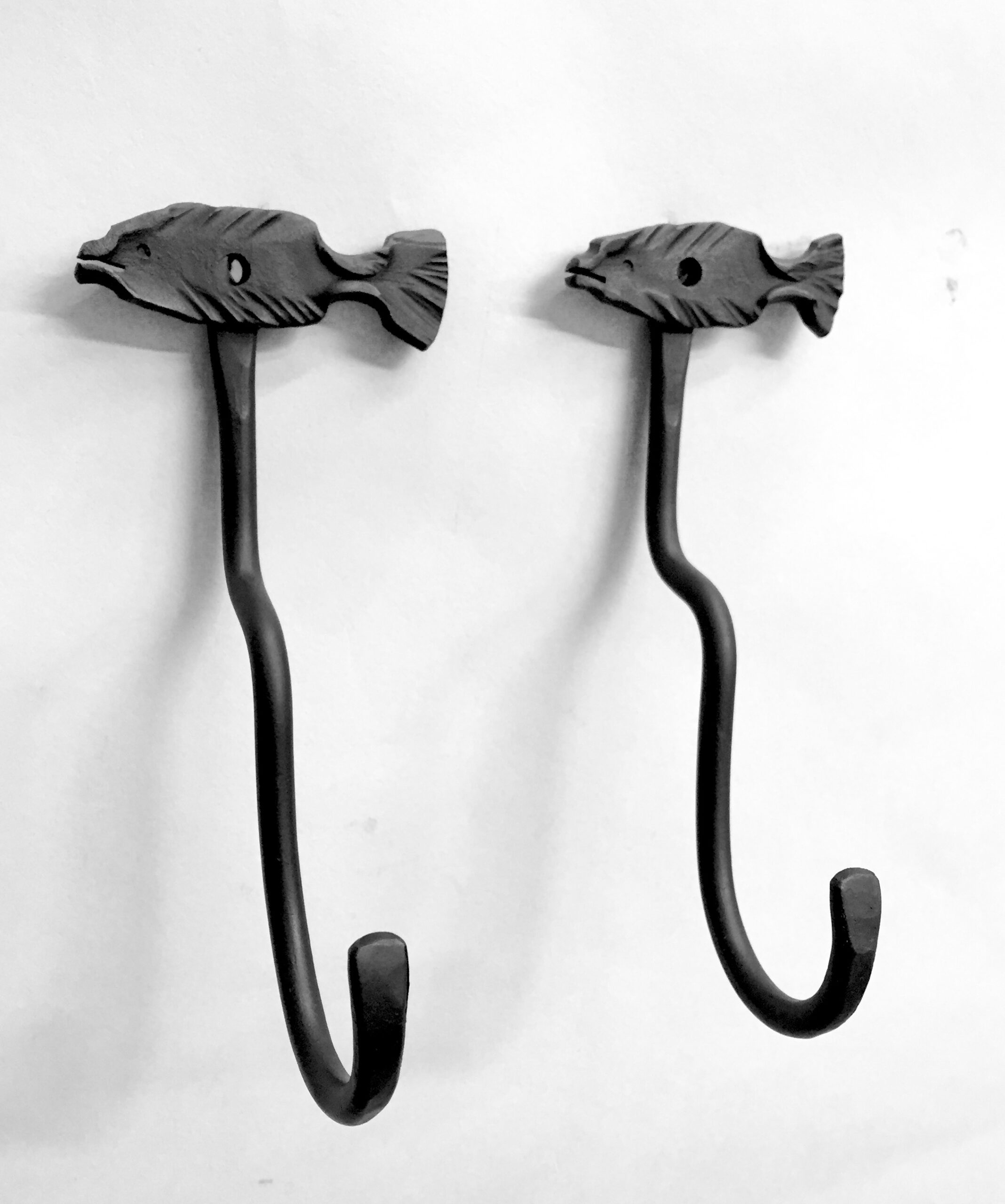 Fishing Rod Hanger Starter pair of hooks with folk art fish - Image 3