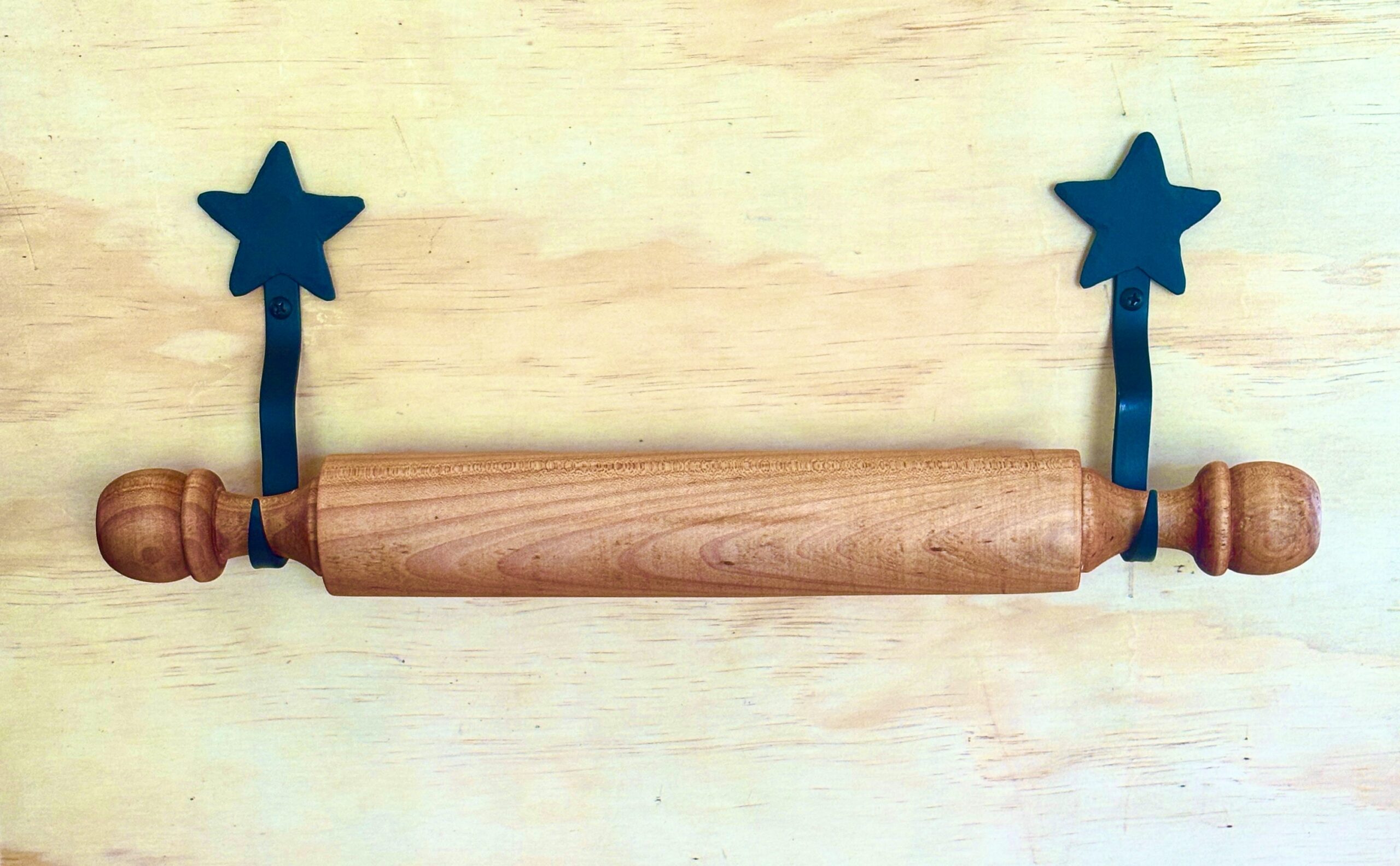Rolling Pin Wall Display Hooks | Folk Art Inspired Tops | Lone Star Starter Pair Hooks - Image 3