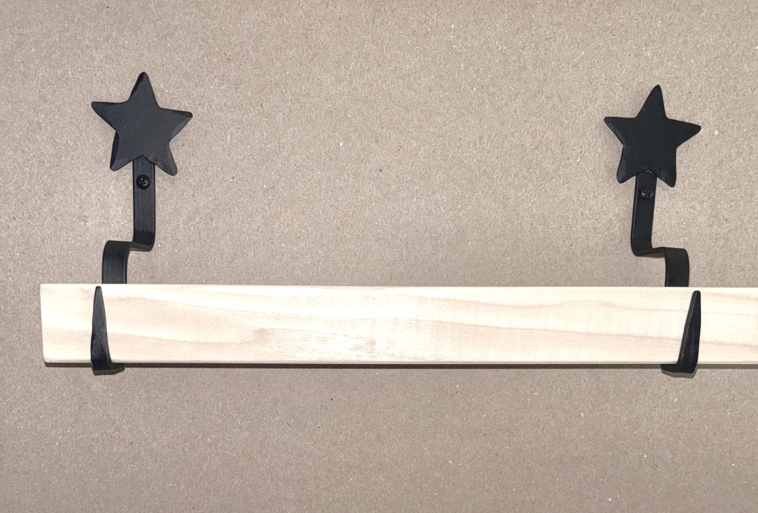 Quilt and Textile Wall Display Hooks | Folk Art Design | Lone Star Starter Pair Hooks with 36" wood bar - Image 3