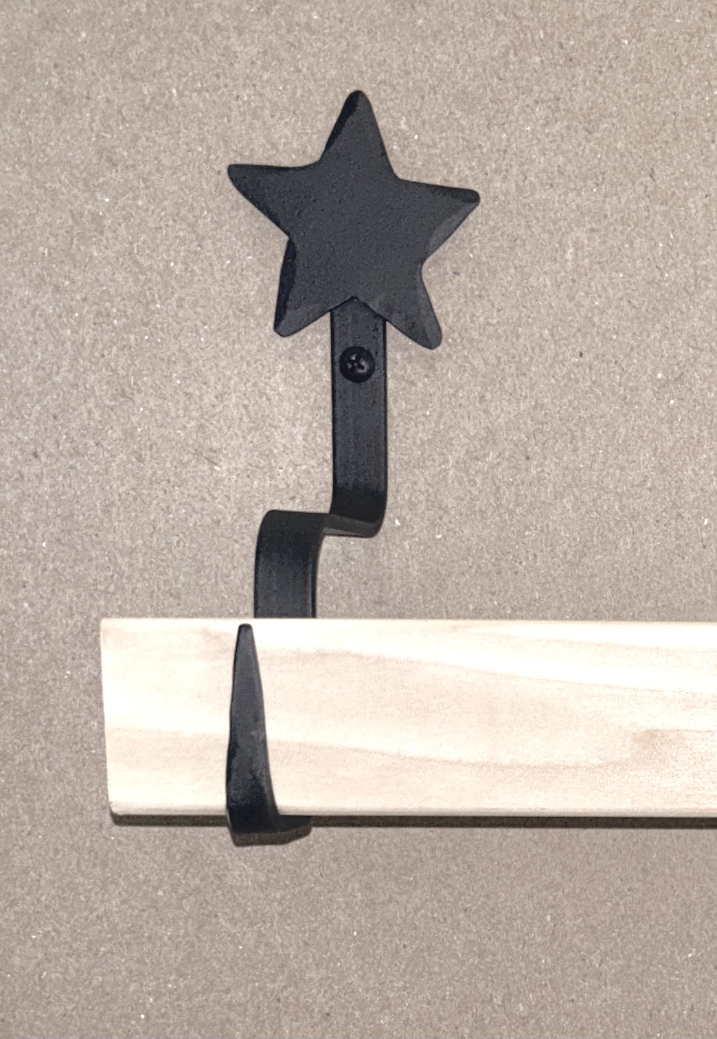 Quilt and Textile Wall Display Hooks | Folk Art Design | Lone Star Starter Pair Hooks with 36" wood bar