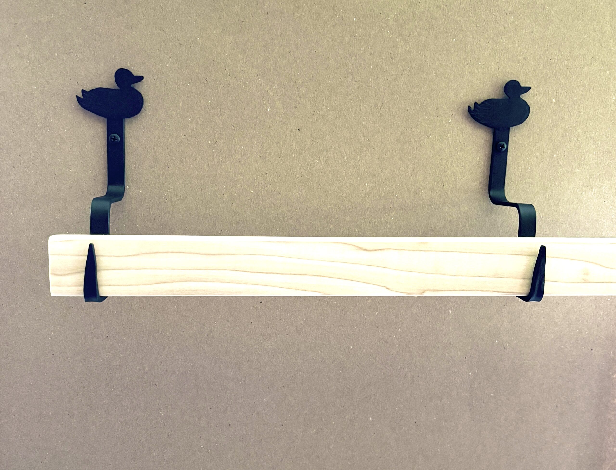 Quilt and Textile Wall Display Hooks | Folk Art Design | Duck Starter Pair Hooks with 36" wood bar - Image 3