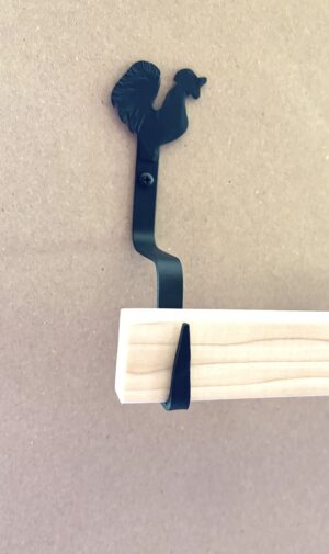 Quilt and Textile Wall Display Hooks | Folk Art Tops | Starter Pair Rooster Hooks with 36" wood bar
