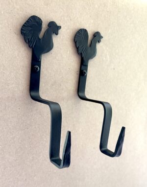 Quilt and Textile Wall Display Hooks | Folk Art Design | Rooster Starter Pair Hooks Only