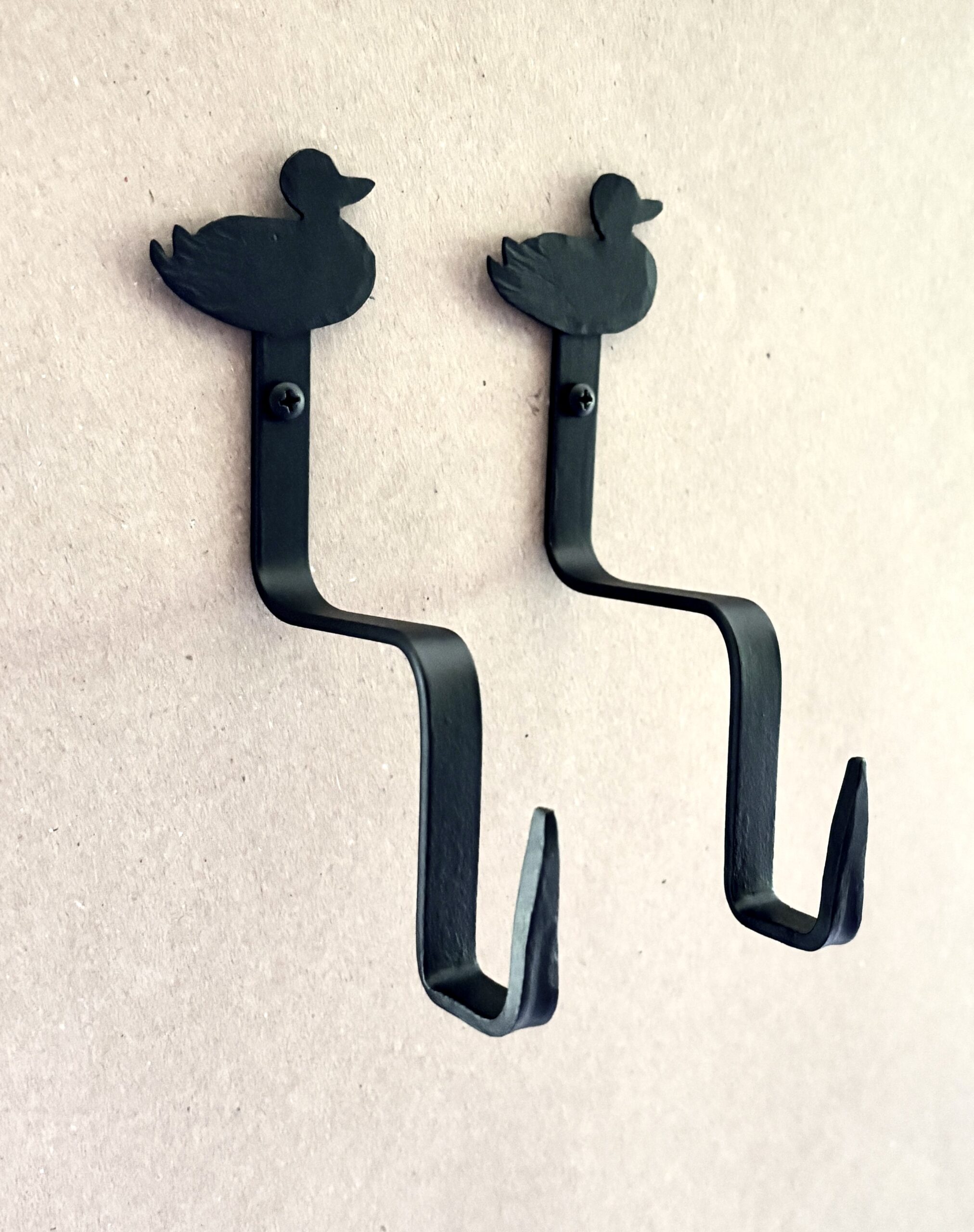 Quilt and Textile Wall Display Hooks | Folk Art Design | Duck Starter Pair Hooks with 36" wood bar - Image 2