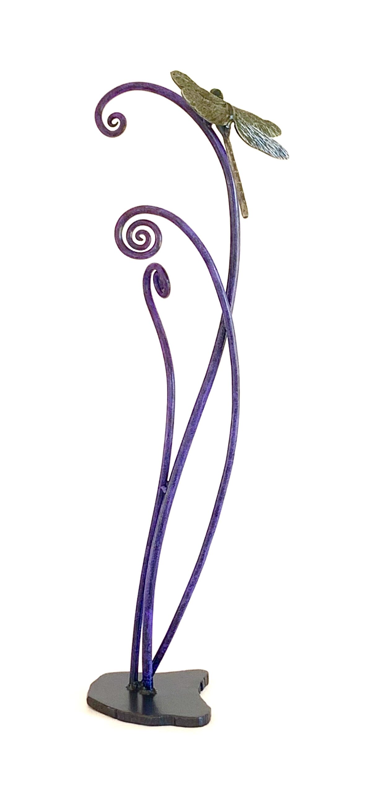 Dragonfly on Fiddlehead Metal Sculpture - Image 4